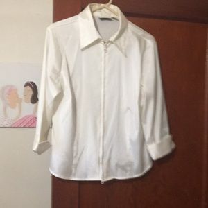 White zip up Blouse